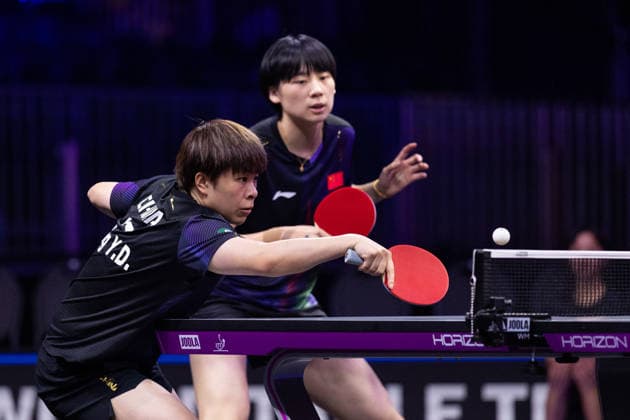 LOS ANGELES, CALIFORNIA - JUNE 30: Wang Yidi and Chen Yi of China compete in the Women s Doubles Round of 16 match against Elizabeta Samara and Bernadette Szocs of Romania on day 5 of United States Smash 2026 at Ontario Convention Center on June 30, 2026 in Los Angeles, California.  Copyright: xVCGx 111651545362