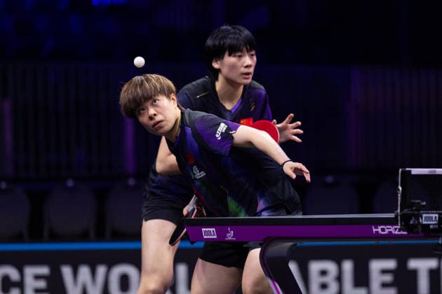 LOS ANGELES, CALIFORNIA - JUNE 30: Wang Yidi and Chen Yi of China compete in the Women s Doubles Round of 16 match against Elizabeta Samara and Bernadette Szocs of Romania on day 5 of United States Smash 2026 at Ontario Convention Center on June 30, 2026 in Los Angeles, California.  Copyright: xVCGx 111651545364