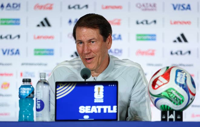 (260701) -- SEATTLE, July 1, 2026 -- Belgium s head coach Rudi Garcia attends a press conference, PK, Pressekonferenz ahead of round of 32 match between Belgium and Senegal at the 2026 FIFA World Cup, WM, Weltmeisterschaft, Fussball in Seattle, the United States, June 30, 2026. ) (SP)U.S.-SEATTLE-FOOTBALL-FIFA WORLD CUP-PRESS CONFERENCE-BELGIUM BaixXuefei 