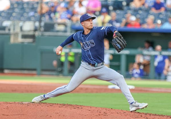 JUNE 30, 2026: Tampa Bay Rays relief pitcher Griffin Jax (22) throws a pitch in the 1st inning against the Kansas City Royals at Kauffman Stadium in Kansas City, MO. CSM MLB, Baseball Herren, USA 2026: Rays Vs Royals June 30  - ZUMAc04_ 20260630_zma_c04_171 Copyright: xRomanxPunox