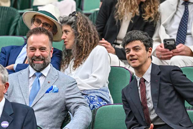 RECORD DATE NOT STATED 30th June 2026; All England Lawn Tennis and Croquet Club, London, England; Wimbledon Tennis Tournament, Day Two; Opera singer Alfie Bow chats with Jamie Cullum in the Royal Box GodfreyxPitt