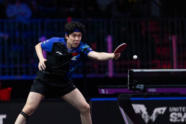 LOS ANGELES, CALIFORNIA - JUNE 30: Wang Chuqin of China competes in the Men s Singles Round of 32 match against Manav Thakkar of India on day 5 of United States Smash 2026 at Ontario Convention Center on June 30, 2026 in Los Angeles, California.  Copyright: xVCGx 111651576414