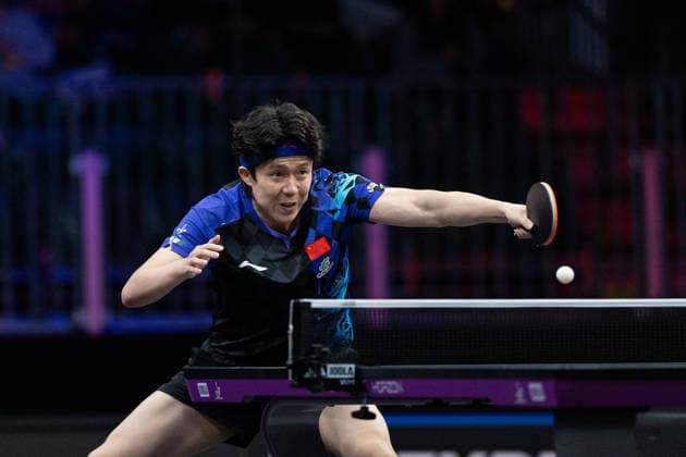LOS ANGELES, CALIFORNIA - JUNE 30: Wang Chuqin of China competes in the Men s Singles Round of 32 match against Manav Thakkar of India on day 5 of United States Smash 2026 at Ontario Convention Center on June 30, 2026 in Los Angeles, California.  Copyright: xVCGx 111651576407