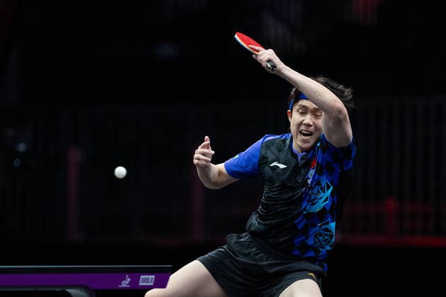 LOS ANGELES, CALIFORNIA - JUNE 30: Wang Chuqin of China competes in the Men s Singles Round of 32 match against Manav Thakkar of India on day 5 of United States Smash 2026 at Ontario Convention Center on June 30, 2026 in Los Angeles, California.  Copyright: xVCGx 111651576410
