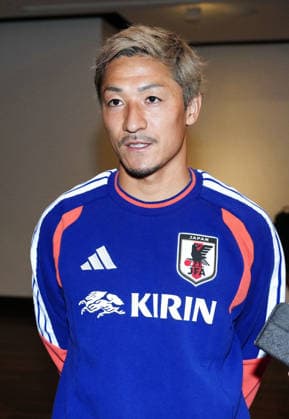 Football: 2026 World Cup Japan s Daizen Maeda meets the press in Houston on June 30, 2026, following the team s 2-1 loss to Brazil in a World Cup round of 32 football match the previous day. (Pool photo)  A14AA0005621063P