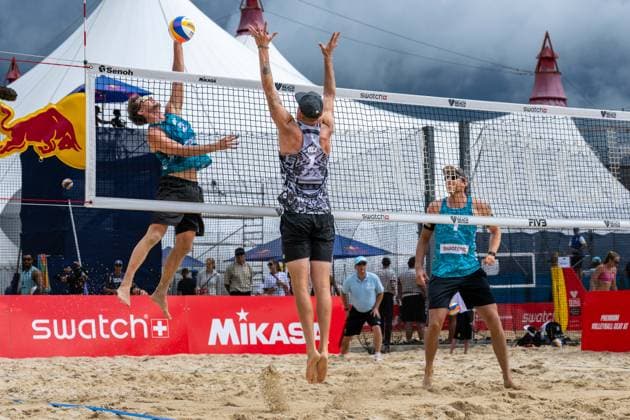 GSTAAD, SWITZERLAND - JULY 1: Lui Wüst (Player No. 2, GER) during the Beach Pro Tour - Elite 16 at Gstaad on July 1, 2026 in Gstaad, Switzerland. Switzerland Copyright: xPeterxWeberx