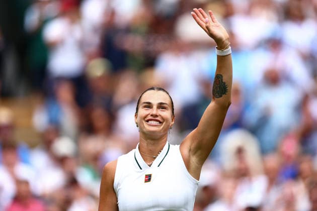 Aryna Sabalenka celebrates victory in her second round match Wimbledon Tennis Championships, Day 3, The All England Lawn Tennis and Croquet Club, London, UK - 01 Jul 2026London The All England Lawn Tennis and United Kingdom  Copyright: xJamesxMarsh Shutterstockx 16970329cs