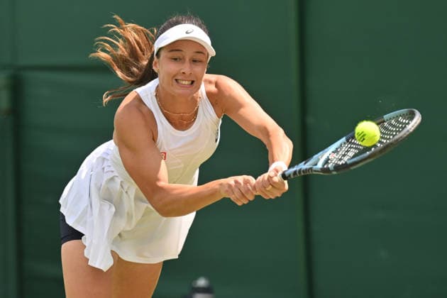 Wimbledon Tennis Championships 2026 - Day 3 LONDON, UNITED KINGDOM - JULY 1: Zeynep Sonmez of Turkiye plays against Claire Liu (not seen) of the United States during the women s singles second-round match on day three of the Wimbledon Tennis Championships at the All England Lawn Tennis and Croquet Club in London, United Kingdom, on July 1, 2026. Ray Tang Anadolu London United Kingdom. Editorial use only. Please get in touch for any other usage.  Copyright: x2026xAnadoluxRayxTangx