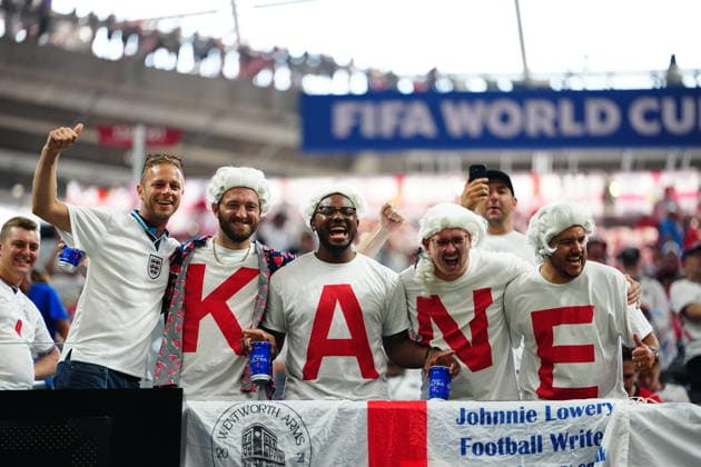 England v DR Congo - FIFA World Cup, WM, Weltmeisterschaft, Fussball 2026 - Round of 32 ATLANTA, USA - JULY 1: Fans gather prior 2026 FIFA World Cup Round of 32 match between England and DR Congo at Mercedes-Benz Stadium (Atlanta Stadium) in Atlanta, Georgia, United States on July 1, 2026. Evrim Aydin Anadolu Georgia United States. Editorial use only. Please get in touch for any other usage.  Copyright: x2026xAnadoluxEvrimxAydinx