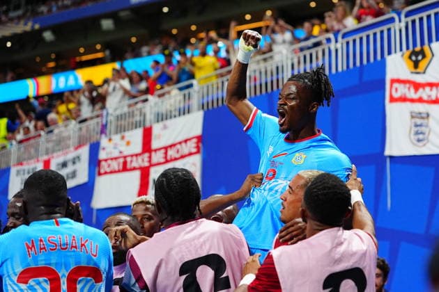 England v DR Congo - FIFA World Cup, WM, Weltmeisterschaft, Fussball 2026 - Round of 32 ATLANTA, USA - JULY 1: Brian Cipenga (9) of DR Congo celebrates after scoring a goal during 2026 FIFA World Cup Round of 32 match between England and DR Congo at Mercedes-Benz Stadium (Atlanta Stadium) in Atlanta, Georgia, United States on July 1, 2026. Evrim Aydin Anadolu Georgia United States. Editorial use only. Please get in touch for any other usage.  Copyright: x2026xAnadoluxEvrimxAydinx