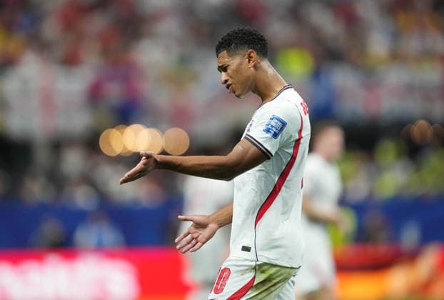 Jude Bellingham (England) during England and DR Congo, Round of 32 FIFA World Cup, WM, Weltmeisterschaft, Fussball 2026, Atlanta Stadium, Atlanta, United States on July 1, 2026. Thor Wegner DeFodi Images. (Photo by DeFodi Images) - *** Jude Bellingham of England during the match between England and the Democratic Republic of the Congo in the Round of 32 of the 2026 FIFA World Cup at Atlanta Stadium in Atlanta, United States, on July 1, 2026. Photo by DeFodi Images (Thor Wegner)