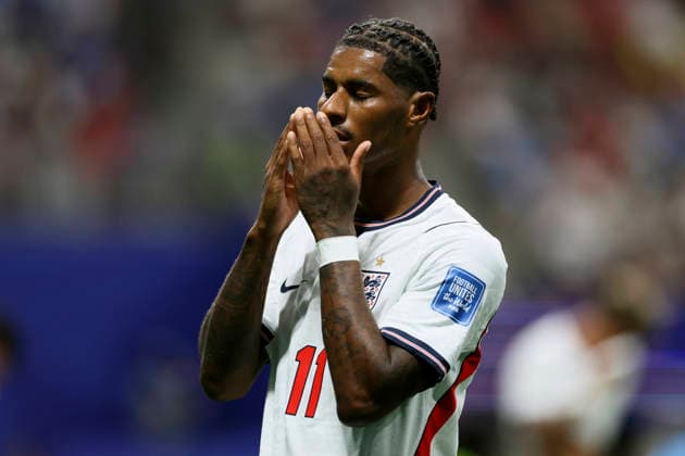 England v Congo DR: Round Of 32 - FIFA World Cup, WM, Weltmeisterschaft, Fussball 2026 Marcus Rashford of England reacts during the FIFA World Cup 2026 Round Of 32 match between England and Congo DR at Atlanta Stadium on July 1, 2026 in Atlanta, United States. Atlanta Atlanta Stadium GA United States Copyright: xAllstarxPicturexLibraryxLtdx