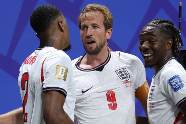 FIFA World Cup, WM, Weltmeisterschaft, Fussball 2026 - Round of 32 - England vs DR Congo Harry Kane (C) of England celebrates after scoring the 2-1 lead during the FIFA World Cup 2026 Round of 32 match England against Democratic Republic of Congo, in Atlanta, USA, 01 July 2026. ATLANTA United States  Copyright: xCRISTOBALxHERRERA-ULASHKEVICHx