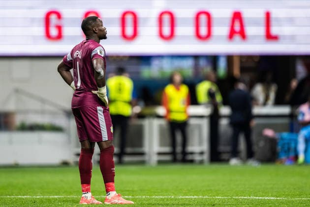 260701 Goalkeeper Lionel Mpasi of Congo DR looks dejected after 2-1 during the FIFA World Cup, WM, Weltmeisterschaft, Fussball 2026 round of 32 football match between England and Congo DR on July 1, 2026 in Atlanta. Photo: Jon Olav Nesvold BILDBYRAN COP 217 JE0138 fotboll football soccer fotball vm fotbolls-vm fotball-vm fotbolls-vm 2026 fifa world cup 2026 sextondelsfinal round of 32 21 bbeng dejected depp *** July 1, 2026: Goalkeeper Lionel Mpasi of the Democratic Republic of the Congo looks dejected after the 2–1 loss during the FIFA World Cup 2026 Round of 32 soccer match between England and the Democratic Republic of the Congo on July 1, 2026 in Atlanta. Photo by Jon Olav Nesvold. BILDBYRAN COP 217 JE0138 soccer football fotball World Cup soccer World Cup 2026 FIFA World Cup 2026 Round of 32 21 bbeng dejected depp  Copyright: JONxOLAVxNESVOLD BB260701JE082