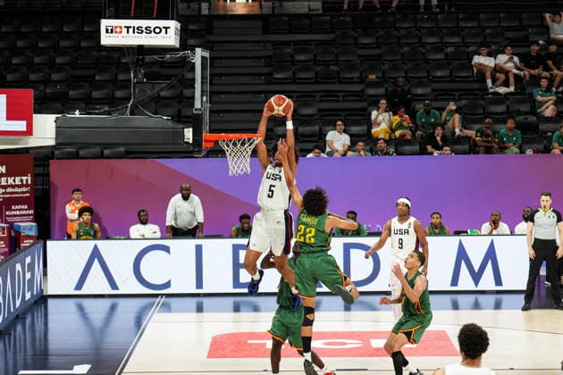 USA v Cameroon - Round of 16 - FIBA U17, U 17 Basketball World Cup 2026 Asa Montgomery of the United States is in action during the FIBA U17 Basketball World Cup Round of 16 game between the United States and Cameroon at BDC Main Venue in Istanbul, Turkey, on July 1, 2026. Istanbul Istanbul Turkey  Copyright: xYagizxGurtugx originalFilename:gurtug-usavcame260701_npoyu.jpg