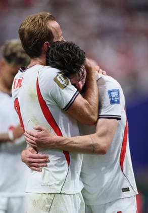 England v Congo DR: Round Of 32 - FIFA World Cup, WM, Weltmeisterschaft, Fussball 2026 Harry Kane and Declan Rice of England celebrate after winning the FIFA World Cup 2026 Round Of 32 match between England and Congo DR at Atlanta Stadium on July 1, 2026 in Atlanta, United States. Atlanta Atlanta Stadium GA United States Copyright: xAllstarxPicturexLibraryxLtdx