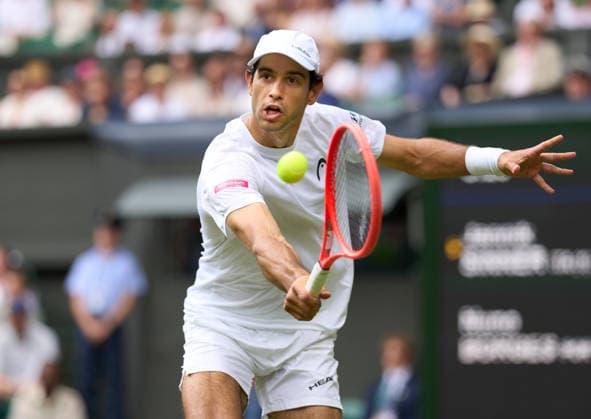 2026 Wimbledon, July 01, Day 3 LONDON, - JULY 1: Nuno Borges of Portugal plays a shot against Jannik Sinner of Italy during the 2026 Wimbledon, July 01, Day 3 at The all England club, Wimbledon on July 1, 2026 in London,GBR. London The all England club, Wimbledon GBR Copyright: xPeterxvanxdenxBerg ISIxPhotosx 9441