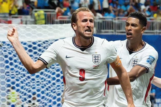 Harry Kane of England celebrates after scoring the team s first goal during a FIFA Men’s World Cup 2026 round of 32 football match between England and Congo DR at Atlanta Stadium, in Atlanta July 01th 2026 (Photo by Richard Callis SPP)  Copyright: xRichardxCallis SPPx Sportspressphoto_SPR182129