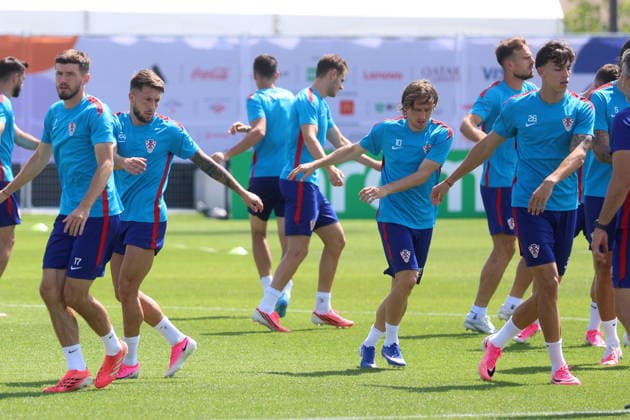 Croatia Training And press conference, PK, Pressekonferenz - FIFA World Cup, WM, Weltmeisterschaft, Fussball 2026 Petar Sucic, Marco Pasalic, Luka Modric and Petar Musa of Croatia during the training session one day ahead of the FIFA World Cup 2026 Round of 32 match between Portugal and Croatia at training ground Centennial Park on July 01, 2026 in Toronto, Ontario.  SanjinxStrukic PIXSELL