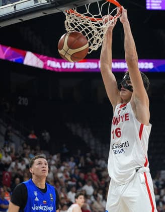 Turkiye v Venezuela - FIBA U17, U 17 Basketball World Cup ISTANBUL, TURKIYE - JULY 1: Atahan Agacdelen (16) of Turkiye in action during the FIBA U17 Basketball World Cup match between Turkiye and Venezuela at Basketball Development Center in Istanbul, Turkiye, on July 1, 2026. Esra Bilgin Anadolu Istanbul Turkey. Editorial use only. Please get in touch for any other usage.  Copyright: x2026xAnadoluxEsraxBilginx