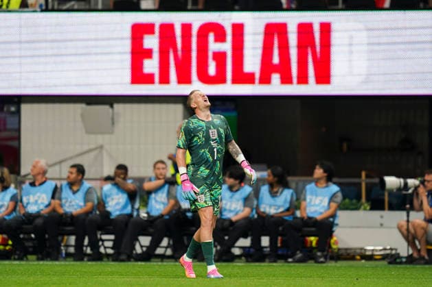 England v DR Congo, FIFA World Cup, WM, Weltmeisterschaft, Fussball 2026 England goalkeeper Jordan Pickford (1), celebrates his sides goal during the England v DR Congo FIFA WORLD CUP 2026 Last 32 match at Atlanta Stadium, Atlanta, United States on 1 July 2026 Credit: Eleanor Hoad Every Second Media Editorial use only. All images are copyright Every Second Media Limited. No images may be reproduced without prior permission. Copyright: xIMAGO EveryxSecondxMediax ESM-2064-0051 EleanorxHoadx xEveryxSecondxMediax