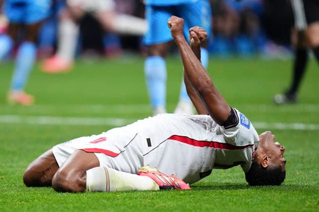 England v Congo DR: Round Of 32 - FIFA World Cup, WM, Weltmeisterschaft, Fussball 2026 Jude Bellingham of England celebrates a goal scored by Harry Kane of England during the FIFA World Cup 2026 Round Of 32 match between England and Congo DR at Atlanta Stadium on July 1, 2026 in Atlanta, United States. Atlanta GA United States  Copyright: xJosexBretonx originalFilename:bretonhernandez-englandv260701_np3rh.jpg