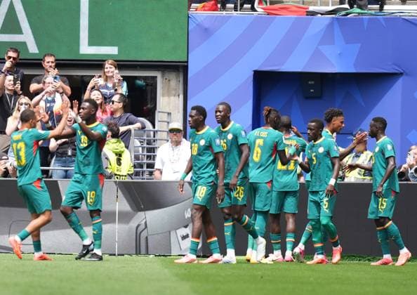 Belgium v Senegal - FIFA World Cup, WM, Weltmeisterschaft, Fussball 2026 - Round of 32 SEATTLE, USA - JULY 01: Habib Diarra (21) of Senegal celebrates with teammates after scoring a goal during the 2026 FIFA World Cup Round of 32 match between Belgium and Senegal at Lumen Field (Seattle Stadium) in Seattle, Washington, United States on July 01, 2026. Ercin Erturk Anadolu Washington United States. Editorial use only. Please get in touch for any other usage.  Copyright: x2026xAnadoluxErcinxErturkx