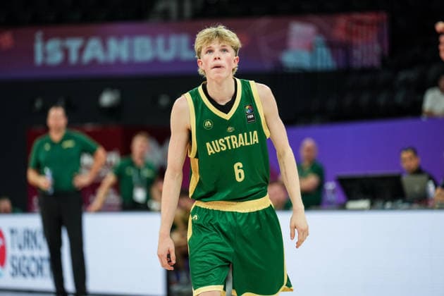Slovenia v Australia - Round of 16 - FIBA U17, U 17 Basketball World Cup 2026 Josh McCann of Australia looks on during the FIBA U17 Basketball World Cup Round of 16 game between Slovenia and Australia at BDC Main Venue in Istanbul, Turkey, on July 1, 2026. Istanbul Istanbul Turkey  Copyright: xYagizxGurtugx originalFilename:gurtug-slovenia260701_np2GA.jpg