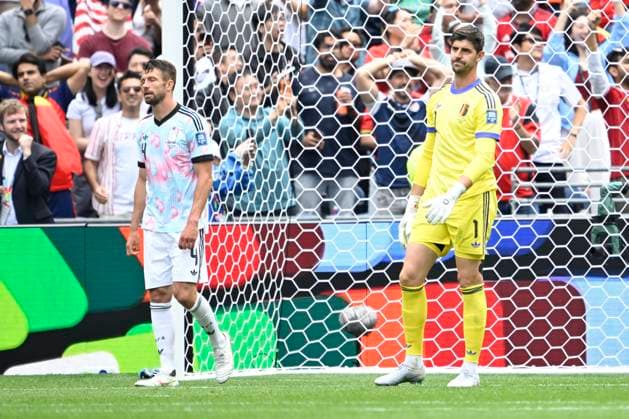 Belgium vs Senegal - 2026 FIFA World Cup, WM, Weltmeisterschaft, Fussball SEATTLE, USA - JULY 01 : Courtois Thibaut goalkeeper of Belgium looking dejected after an opponent s goal (2-0) during the FIFA World Cup 2026 Round of 32 match between Belgium and Senegal at the Lumen Field stadium on July 01, 2026 in Seattle, USA, 15 06 2026 Seattle United States of America  Copyright: xNicoxVereeckenx