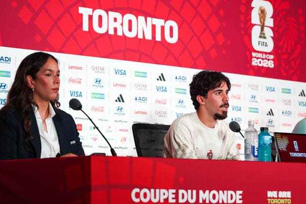 Portugal vs Croatia FIFA World Cup, WM, Weltmeisterschaft, Fussball 2026 Round of 32 press conference, PK, Pressekonferenz Vitinha 23 of Portugal during the 2026 FIFA World Cup MD-1 Press Conference ahead of the Round of 32 match between Portugal and Croatia at Toronto Stadium. on July 1, 2026 in Toronto, Canada. (Photo by Leonardo Ramirez Eyepix Group) Copyright: xLeonardoxRamirezx xEyepixxGroupx LR26062026-01387