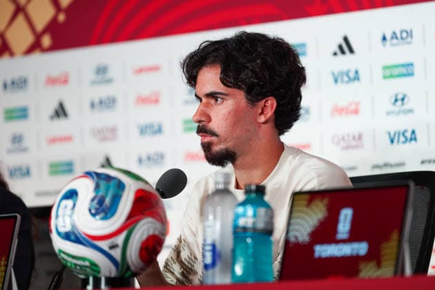 Portugal vs Croatia FIFA World Cup, WM, Weltmeisterschaft, Fussball 2026 Round of 32 press conference, PK, Pressekonferenz Vitinha 23 of Portugal during the 2026 FIFA World Cup MD-1 Press Conference ahead of the Round of 32 match between Portugal and Croatia at Toronto Stadium. on July 1, 2026 in Toronto, Canada. (Photo by Leonardo Ramirez Eyepix Group) Copyright: xLeonardoxRamirezx xEyepixxGroupx LR26062026-01296