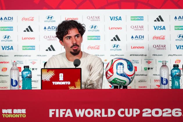 Portugal vs Croatia FIFA World Cup, WM, Weltmeisterschaft, Fussball 2026 Round of 32 press conference, PK, Pressekonferenz Vitinha 23 of Portugal during the 2026 FIFA World Cup MD-1 Press Conference ahead of the Round of 32 match between Portugal and Croatia at Toronto Stadium. on July 1, 2026 in Toronto, Canada. (Photo by Leonardo Ramirez Eyepix Group) Copyright: xLeonardoxRamirezx xEyepixxGroupx LR26062026-01335
