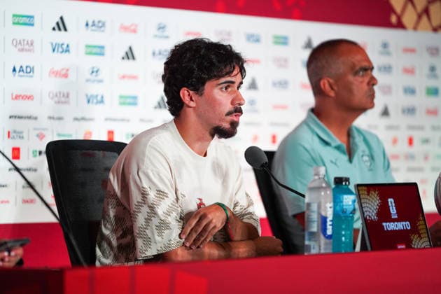 Portugal vs Croatia FIFA World Cup, WM, Weltmeisterschaft, Fussball 2026 Round of 32 press conference, PK, Pressekonferenz Vitinha 23 of Portugal during the 2026 FIFA World Cup MD-1 Press Conference ahead of the Round of 32 match between Portugal and Croatia at Toronto Stadium. on July 1, 2026 in Toronto, Canada. (Photo by Leonardo Ramirez Eyepix Group) Copyright: xLeonardoxRamirezx xEyepixxGroupx LR26062026-01365