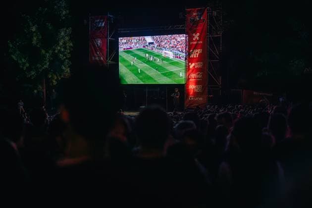 Belgian fans and supporters pictured during a soccer game between Belgian national team, Nationalteam Red Devils and Senegal at the 2026 World Cup, on Wednesday 01 July 2026, at Place Dumont, in Stockel, Brussels. EMILExWINDAL  x180122357x