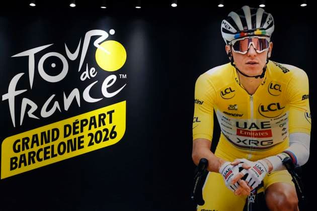 July 1, 2026, Sabadell, Barcelona, Spain: Barcelona Spain July 01 , 2026 mosaic Tadej Pogacar (UAE Team Emirates-XRG) during presentation Tour de France 2026 at Palau Sant Jordi on 01 July 2026 in Barcelona. Sabadell Spain - ZUMAu50_ 20260701_zsp_u50_001 Copyright: xXavixUrgelesx