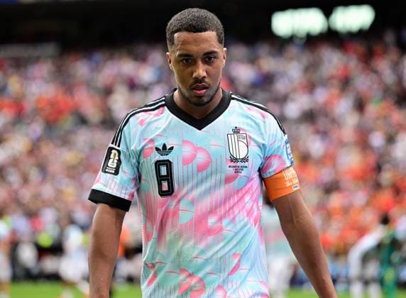 Belgium s Youri Tielemans celebrates after scoring during a soccer game between Belgian national team, Nationalteam Red Devils and Senegal, on Wednesday 01 July 2026, at the Seattle Field, in Seattle, a 1 16 finals game in the FIFA World Cup, WM, Weltmeisterschaft, Fussball 2026. DIRKxWAEM  x180122947x