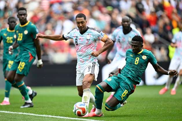 Belgium vs Senegal - 2026 FIFA World Cup, WM, Weltmeisterschaft, Fussball SEATTLE, USA - JULY 01 : Camara Lamine midfielder of Senegal, Tielemans Youri midfielder of Belgium during the FIFA World Cup 2026 Round of 32 match between Belgium and Senegal at the Lumen Field stadium on July 01, 2026 in Seattle, USA, 15 06 2026 Seattle United States of America  Copyright: xNicoxVereeckenx