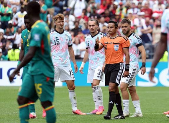 referee Said Martinez pictured during a soccer game between Belgian national team, Nationalteam Red Devils and Senegal, on Wednesday 01 July 2026, at the Seattle Field, in Seattle, a 1 16 finals game in the FIFA World Cup, WM, Weltmeisterschaft, Fussball 2026. BRUNOxFAHY  x180125863x