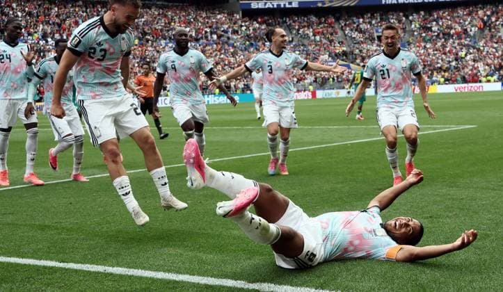 Belgium s Youri Tielemans celebrates after scoring from penalty during a soccer game between Belgian national team, Nationalteam Red Devils and Senegal, on Wednesday 01 July 2026, at the Seattle Field, in Seattle, a 1 16 finals game in the FIFA World Cup, WM, Weltmeisterschaft, Fussball 2026. BRUNOxFAHY  x180127527x
