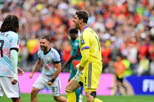 Belgium vs Senegal - 2026 FIFA World Cup, WM, Weltmeisterschaft, Fussball SEATTLE, USA - JULY 01 : Courtois Thibaut goalkeeper of Belgium celebrates during the FIFA World Cup 2026 Round of 32 match between Belgium and Senegal at the Lumen Field stadium on July 01, 2026 in Seattle, USA, 15 06 2026 Seattle United States of America  Copyright: xJanxDexMeuleneirx