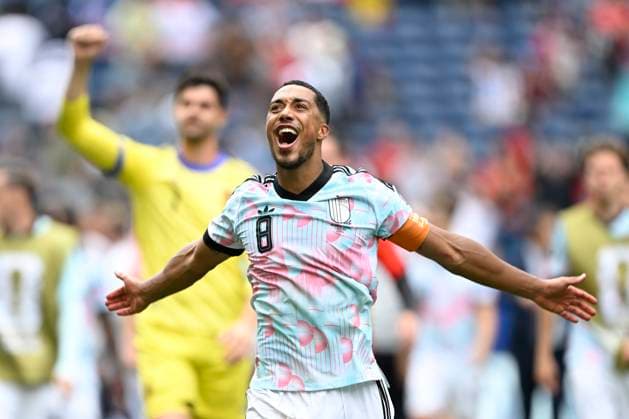 Belgium vs Senegal - 2026 FIFA World Cup, WM, Weltmeisterschaft, Fussball SEATTLE, USA - JULY 01 : Tielemans Youri midfielder of Belgium celebrating their victory during the FIFA World Cup 2026 Round of 32 match between Belgium and Senegal at the Lumen Field stadium on July 01, 2026 in Seattle, USA, 15 06 2026 Seattle United States of America  Copyright: xNicoxVereeckenx