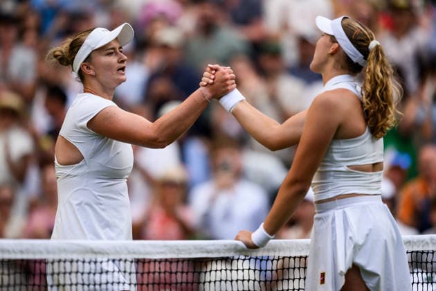 260701 Barbora Krejcikova of Czech Republic and Mirra Andreeva of Russia after a second round ladies singles match during day 3 of Wimbledon on July 1, 2026 in London. Photo: Jesper Zerman BILDBYRAN kod JZ JZ0745 tennis wimbledon 3 bbeng *** July 1, 2026: Barbora Krejcikova of the Czech Republic and Mirra Andreeva of Russia after a second-round women’s singles match on Day 3 of Wimbledon on July 1, 2026 in London. Photo by Jesper Zerman, BILDBYRAN code JZ JZ0745 tennis wimbledon 3 bbeng  Copyright: JESPERxZERMAN BB260701JZ103