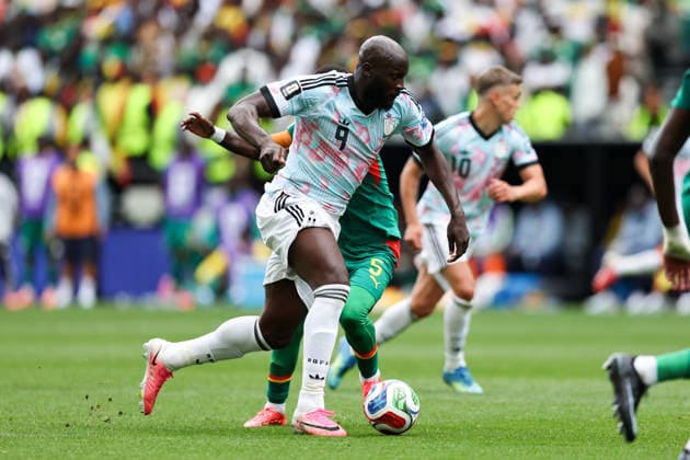 SEATTLE, WA - JULY 01: Forward Romelu Lukaku 9 of Belgium dribbles during the FIFA World Cup, WM, Weltmeisterschaft, Fussball 2026 Round of 32 match between Belgium and Senegal on July 1, 2026 at Seattle Stadium in Seattle, Washington. (Photo by Henry Rodenburg Icon Sportswire) SOCCER: JUL 01 FIFA World Cup 26 Round of 32 - Belgium v Senegal EDITORIAL USE ONLY Icon260701022
