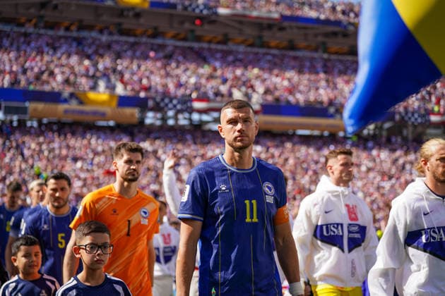 USA Soccer 2026 FIFA World Cup, Round of 32: USA vs. Bosnia and Herzegovina at Levi’s Stadium in Santa Clara, San Francisco Bay Area, California. Edin Džeko. Bosnia and Herzegovina 11 Copyright: xJOERANxSTEINSIEKx