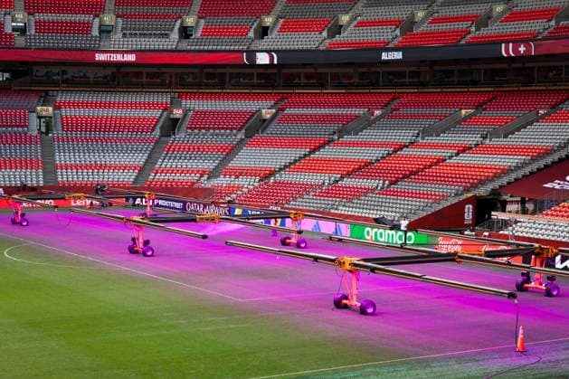 BC Place pitch prepared ahead of FIFA World Cup, WM, Weltmeisterschaft, Fussball - Switzerland vs Algeria match The grass on the pitch at BC Place Stadium is prepared with grow lights one day ahead of the FIFA World Cup round of 32 match between Switzerland and Algeria at BC Place in Vancouver, Canada, 01 July 2026. VANCOUVER Canada  Copyright: xPETERxKLAUNZERx