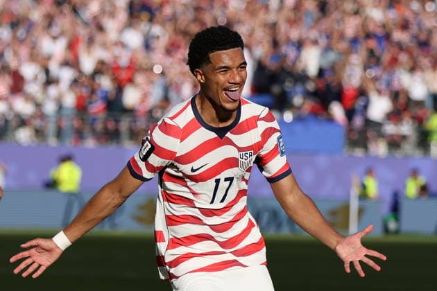 FIFA World Cup, WM, Weltmeisterschaft, Fussball 2026 - Round of 32 - USA vs Bosnia and Herzegovina Malik Tillman of USA celebrates scoring the 2-0 goal during the FIFA World Cup 2026 Round of 32 match USA against Bosnia and Herzegovina, in San Francisco, Califronia, USA, 01 July 2026. SANTA CLARA United States  Copyright: xBENJAMINxFANJOYx