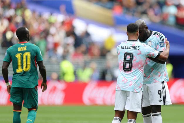 (260702) -- SEATTLE, July 2, 2026 -- Youri Tielemans (2nd R) of Belgium celebrates scoring with Romelu Lukaku during the round of 32 match between Belgium and Senegal at the 2026 FIFA World Cup, WM, Weltmeisterschaft, Fussball at Seattle Stadium in Seattle, the United States, July 1, 2026. ) (SP)U.S.-SEATTLE-FOOTBALL-FIFA WORLD CUP-ROUND OF 32-BEL VS SEN BaixXuefei 