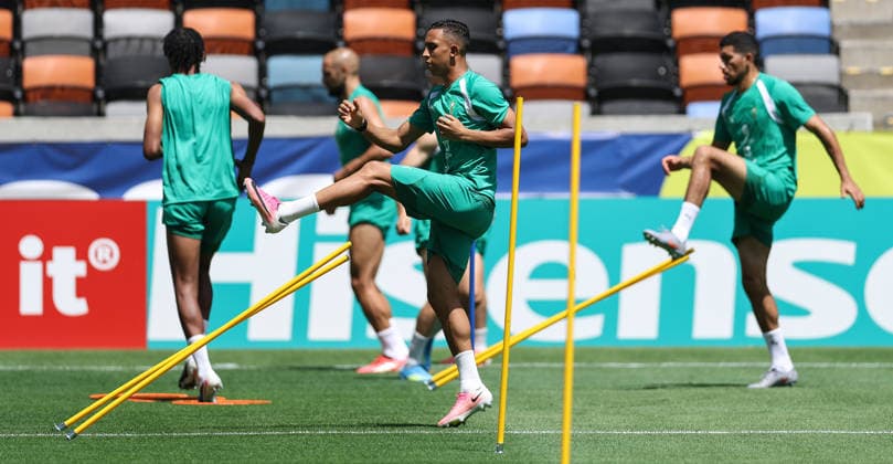 (260702) -- HOUSTON, July 2, 2026 -- Soufiane Rahimi (2nd R) of Morocco attends a training session ahead of the round of 16 match between Canada and Morocco at the 2026 FIFA World Cup, WM, Weltmeisterschaft, Fussball in Houston, the United States, July 1, 2026. ) (SP)U.S.-HOUSTON-FOOTBALL-FIFA WORLD CUP-TRAINING-MOROCCO LixMing 
