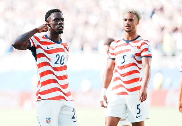 (260702) -- SAN FRANCISCO, July 2, 2026 -- Folarin Balogun (L) of the United States celebrates after scoring during the round of 32 match between the United States and Bosnia and Herzegovina at the 2026 FIFA World Cup, WM, Weltmeisterschaft, Fussball at San Francisco Bay Area Stadium in San Francisco, the United States, July 1, 2026. ) (SP)U.S.-SAN FRANCISCO-FOOTBALL-FIFA WORLD CUP-ROUND OF 32-USA VS BIH XuxChang 