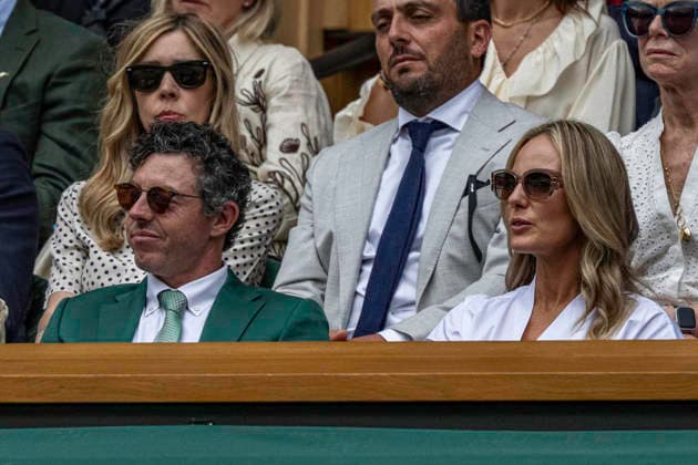 RECORD DATE NOT STATED 1st July 2026; All England Lawn Tennis and Croquet Club, London, England; Wimbledon Tennis Tournament, Day Three; Rory McIlroy and wife Erica Stoll GodfreyxPitt